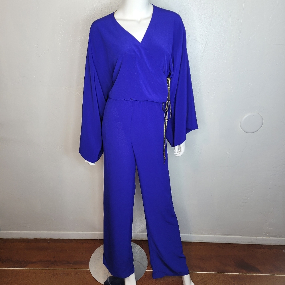 Wayne Clark Aline Marelle Vintage 80’s BLUE Jumpsuit  Sz 6 One Piece